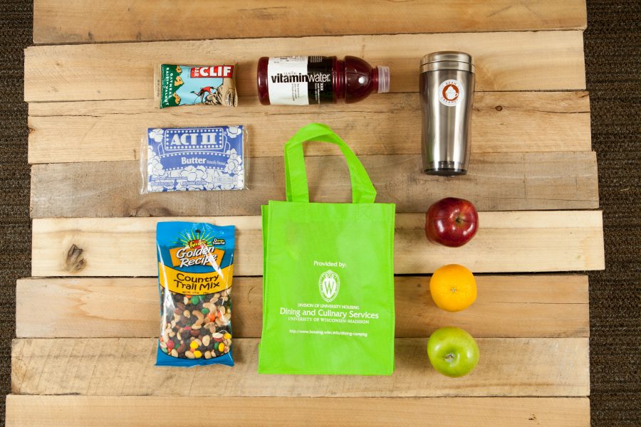 Healthy fruit and snack bag