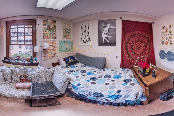 A single room in Adams Residence Hall in 2016