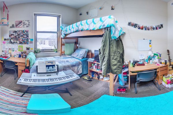 A double room in Leopold Residence Hall in 2016