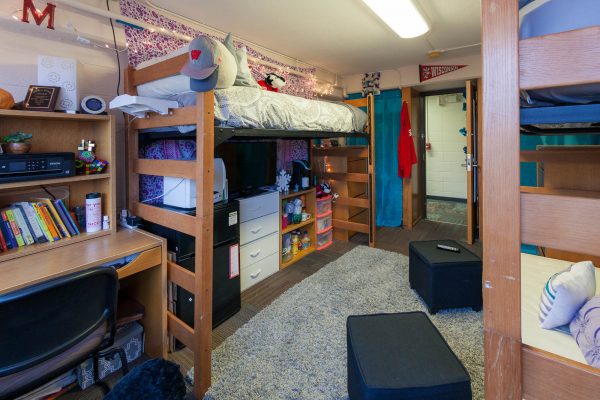 A double room in Sullivan Residence Hall in 2017