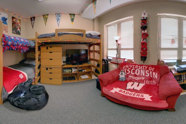 A triple room in Smith Residence Hall in 2017