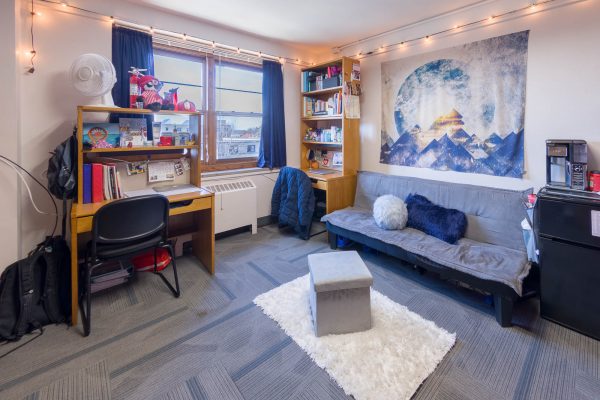 A double room in Slichter Residence Hall in 2018
