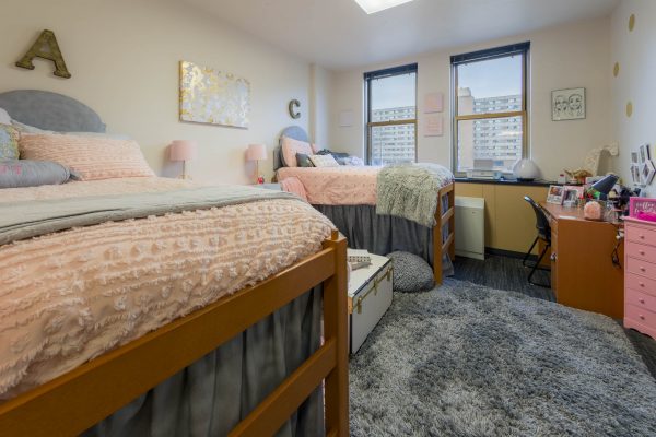 A double room in Ogg Residence Hall in 2018