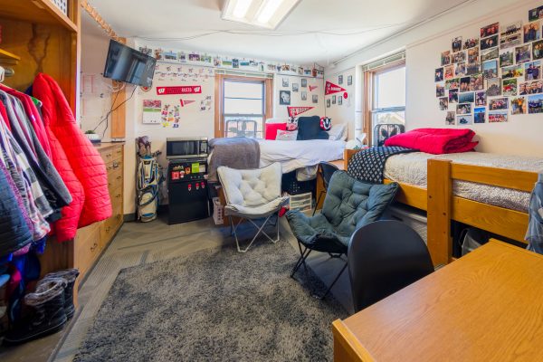 A double room in Slichter Residence Hall in 2019