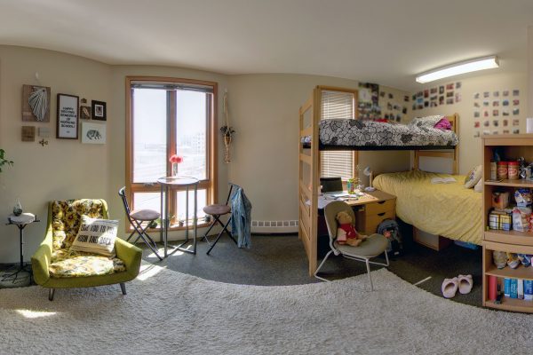 A double room in Merit Residence Hall in 2019