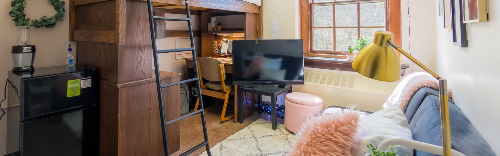 A single room in Tripp Residence Hall in 2019