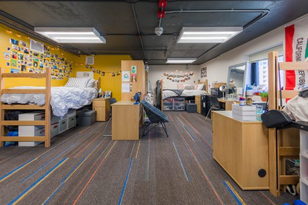 A temporary quad room in Witte Residence Hall in 2019