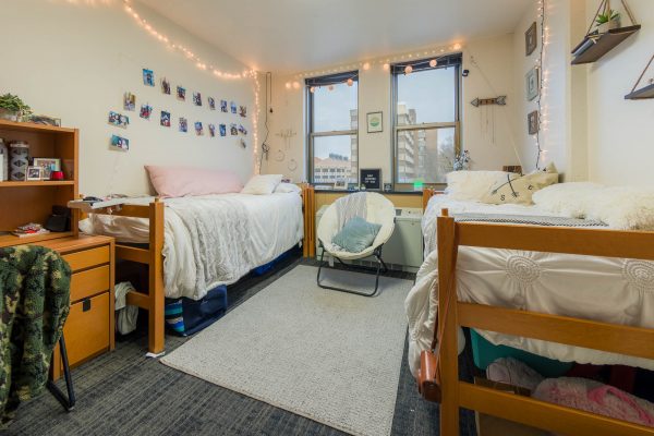 A double room in Ogg Residence Hall in 2019