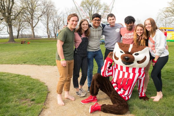 Residents with Bucky Badger at 2019 Devocation