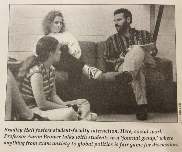 Professor Aaron Brower talks with BLC students