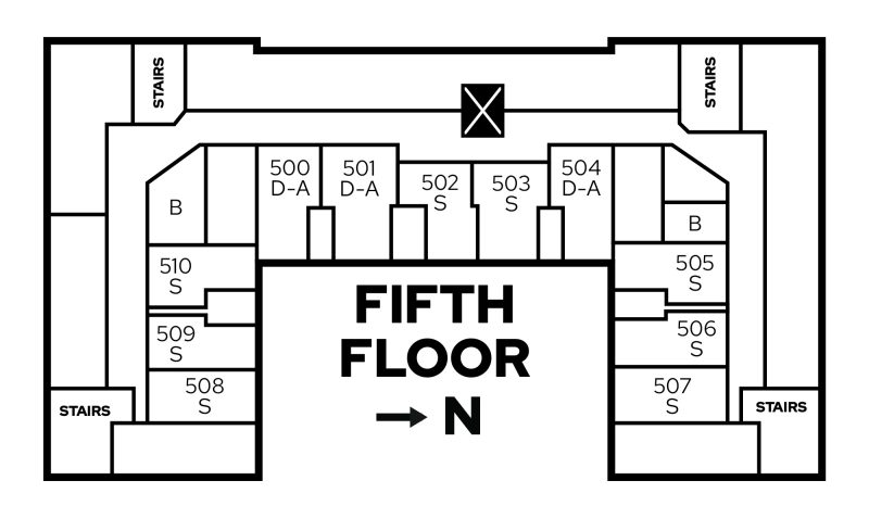 Floor plan for fifth floor of Barnard Residence Hall