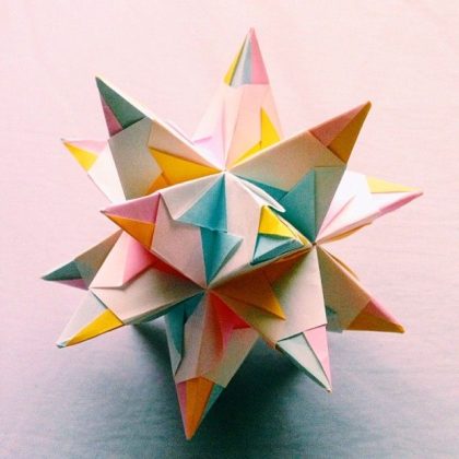 A colorful origami bascetta star