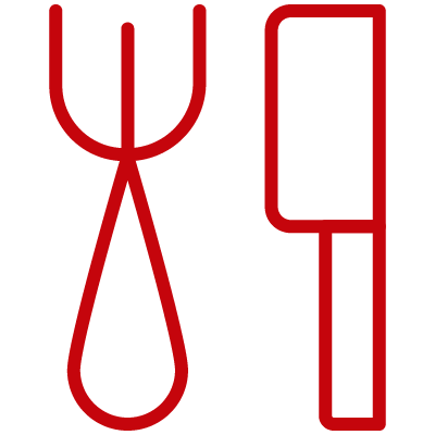 knife and fork red icon