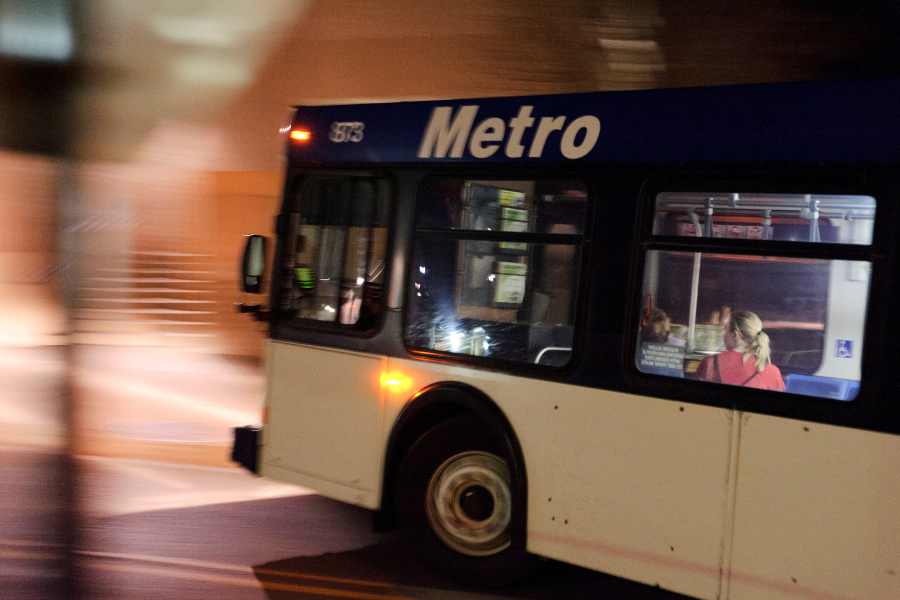 Night time metro bus