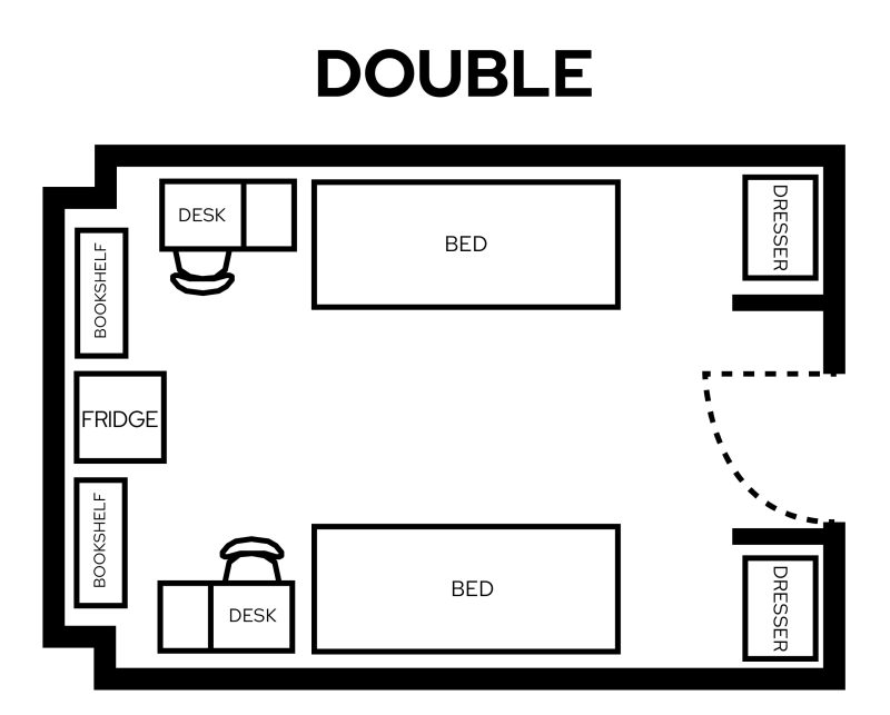 Chadbourne Double room layout with furniture