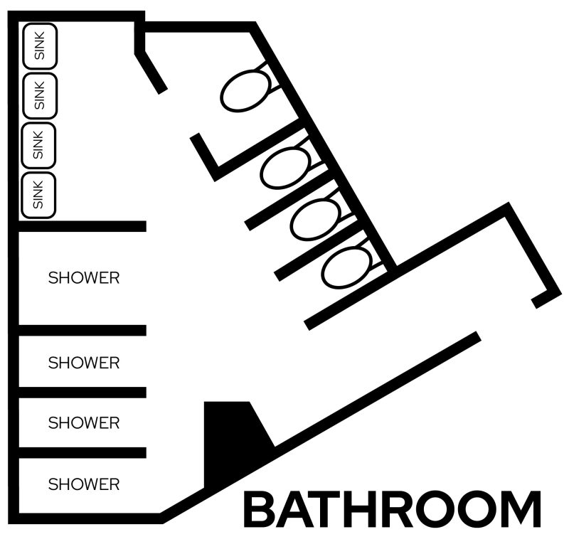 2d layout view of bathroom in Chadbourne