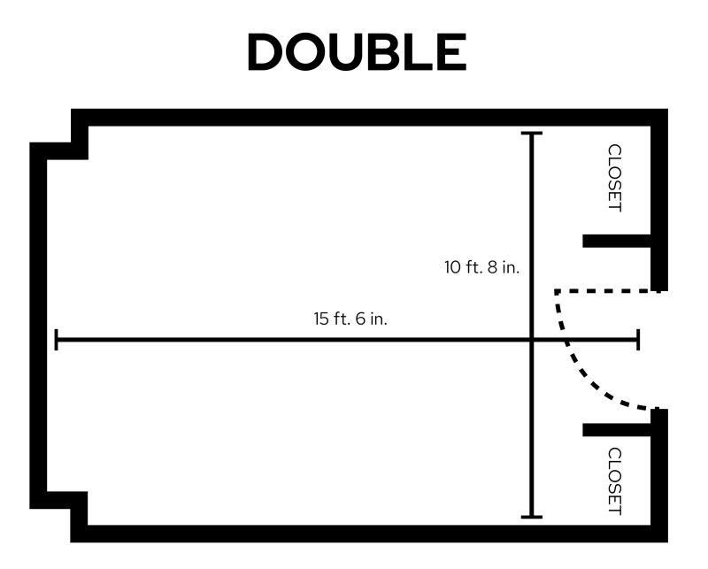 Chadbourne Double room layout with dimensions