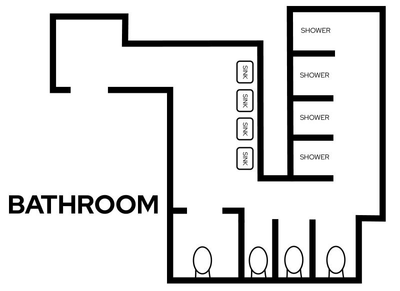 A 2d layout view of a bathroom in Sullivan.