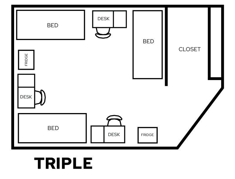 Dejope Triple Room with furniture