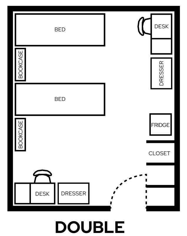 Jorns double room layout with furniture