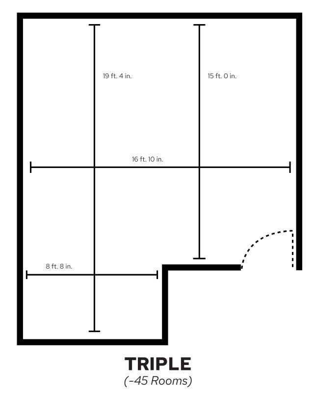 Leopold -45 Triple Rooms with dimensions