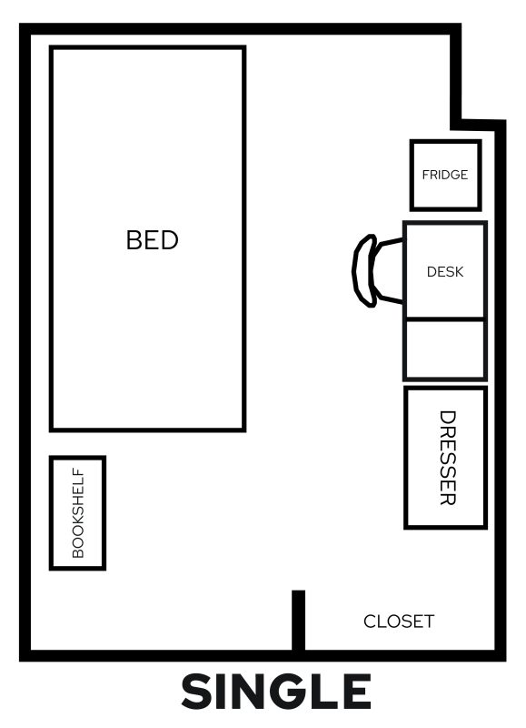 Merit Single Room with furniture