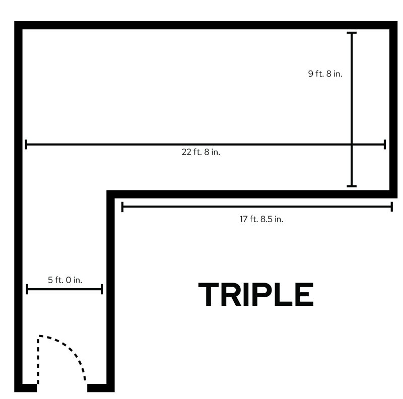 Sellery Triple room layout with dimensions
