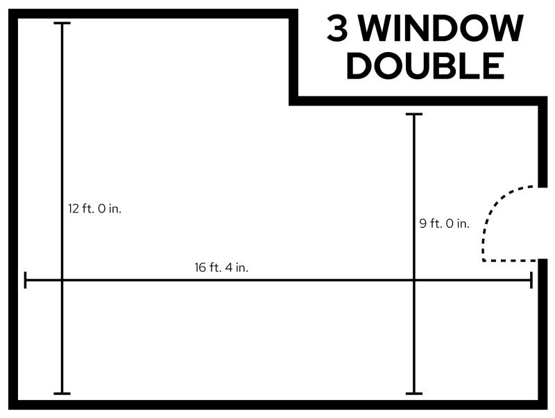 Sellery 3-Window Double room layout with dimensions