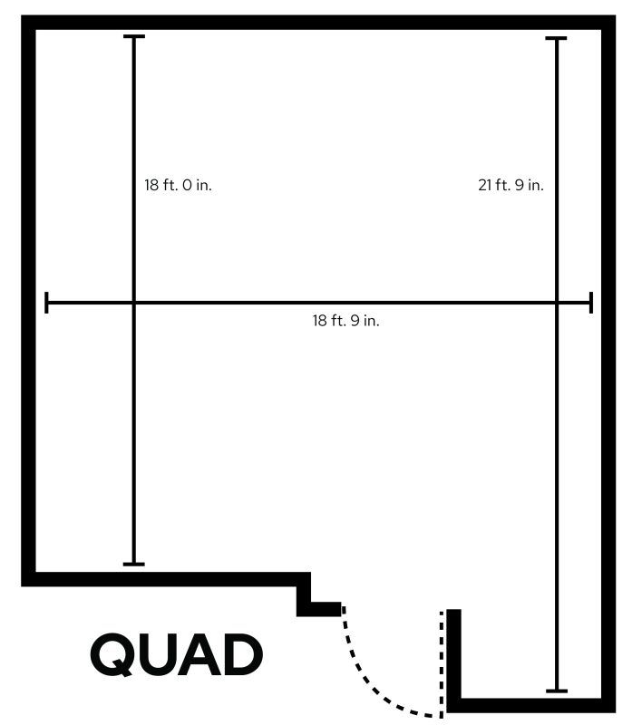 Sellery Quad room layout with dimensions