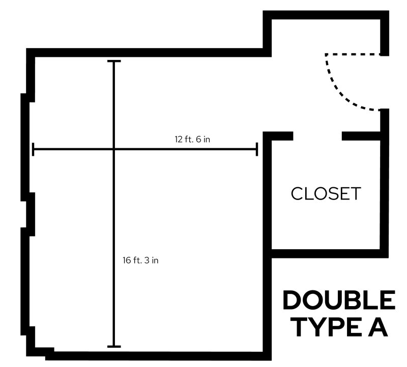 Smith Double Type A room layout with dimensions