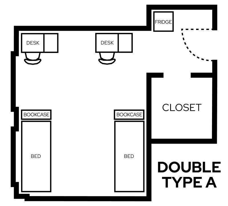 Smith Double Type A room layout with furniture