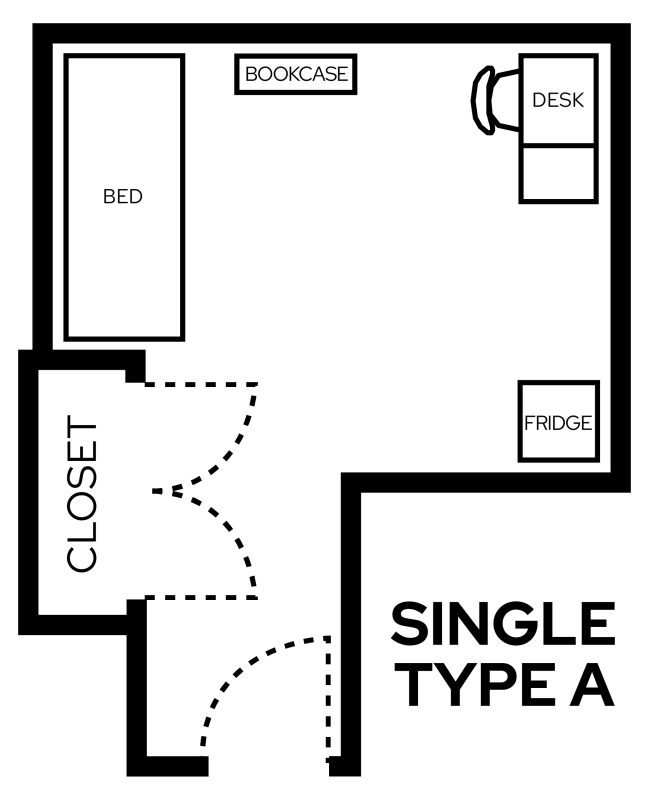 Smith Single Type A room layout with furniture