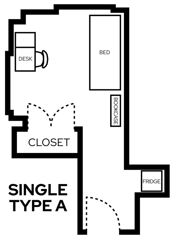 Smith Single Type A room layout with furniture