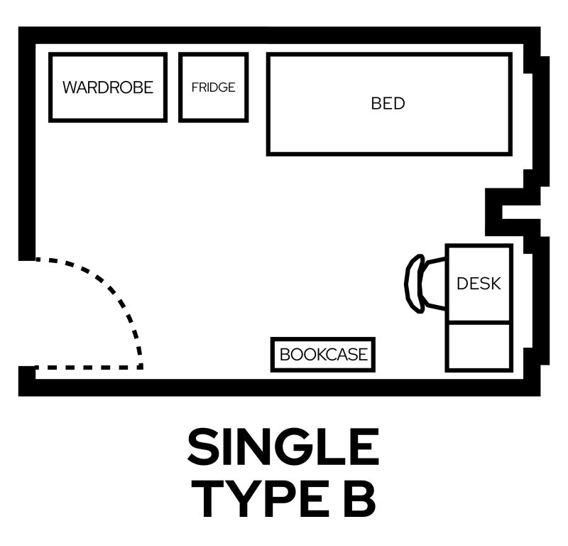 Smith Single Type B room layout with furniture
