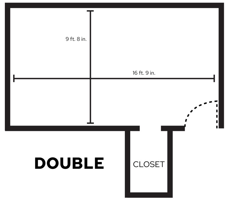 Tripp Double Room with dimensions
