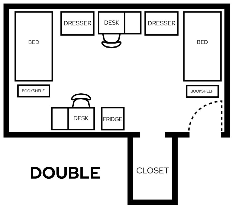 Adams/Tripp Double room layout showing furniture