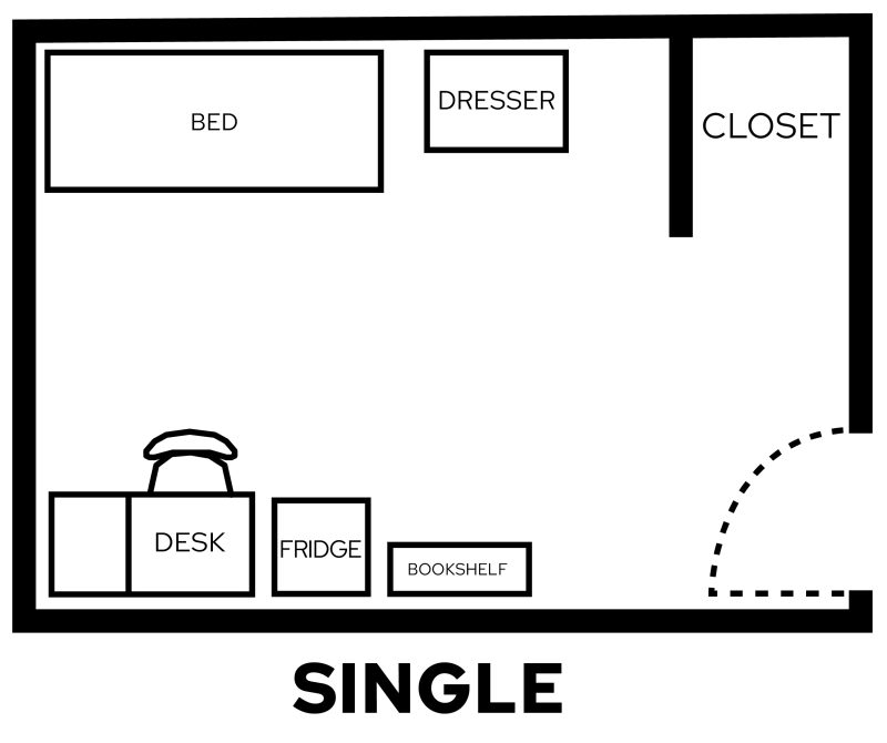Adams/Tripp Single room layout showing furniture
