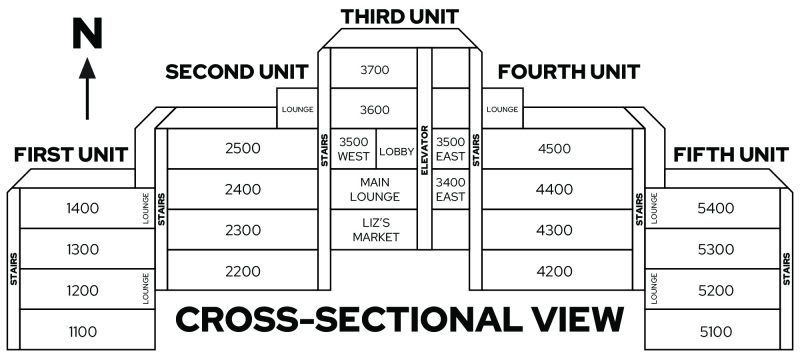 Cross-sectional view of Waters floor plan