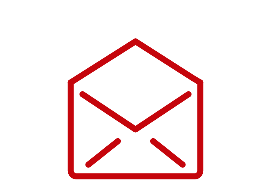 Red icon of an open envelope