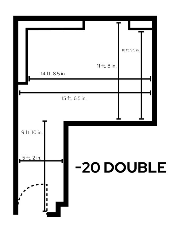 -20 Double with Bathroom Dimensions