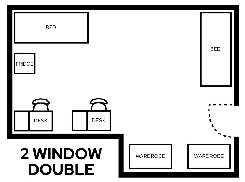 Witte 2-window double with furniture