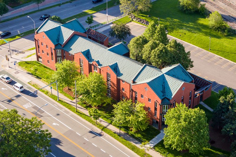 Aerial photo of Merit Residence Hall