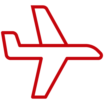 Red airplane line icon