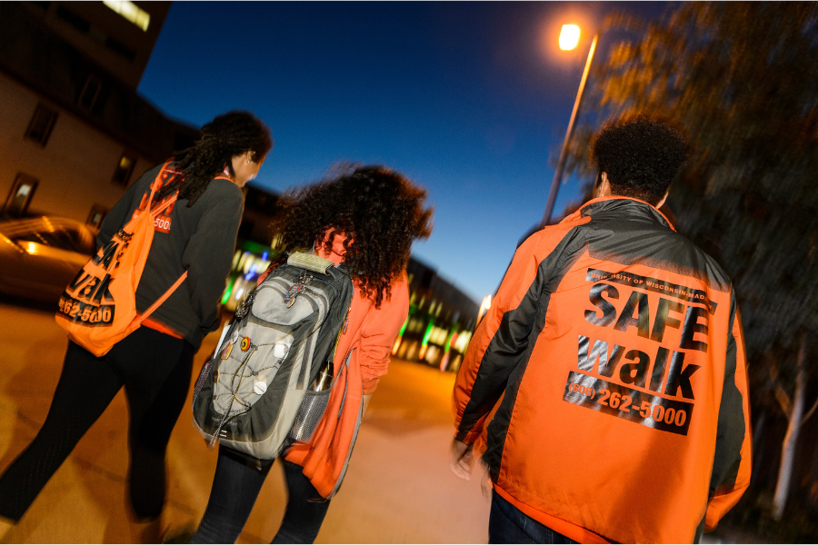 Students using SAFE walk at night