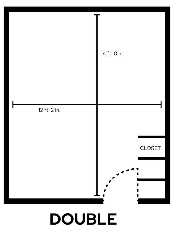 Humphrey Double Room with dimensions