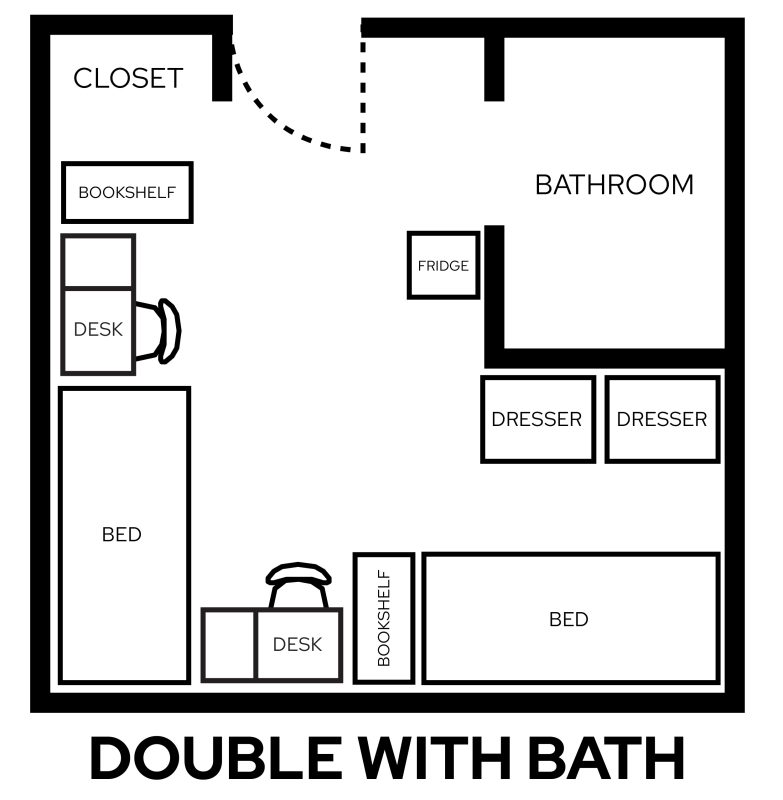 Phillips Double with Bath with furniture