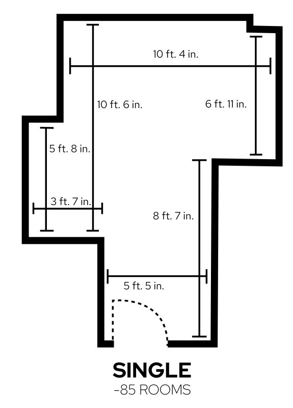 Sellery Single Room with dimensions