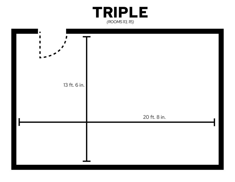 Tripp Triple Room with Dimensions