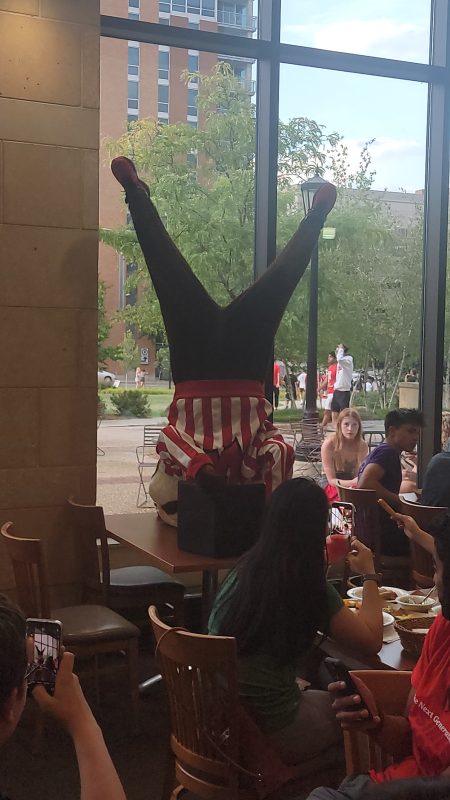 Badger Welcome Dinner - Bucky head stand